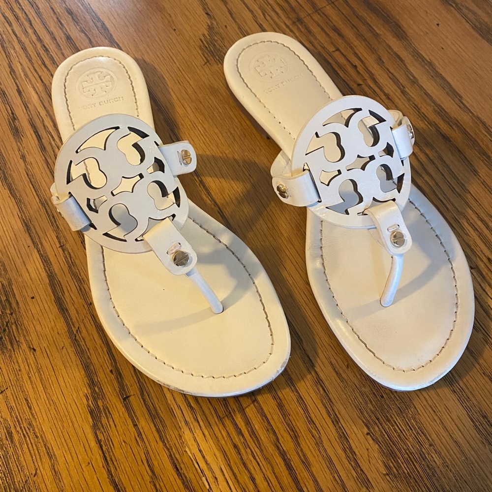 Size 7 Tory Burch White Miller Sandals